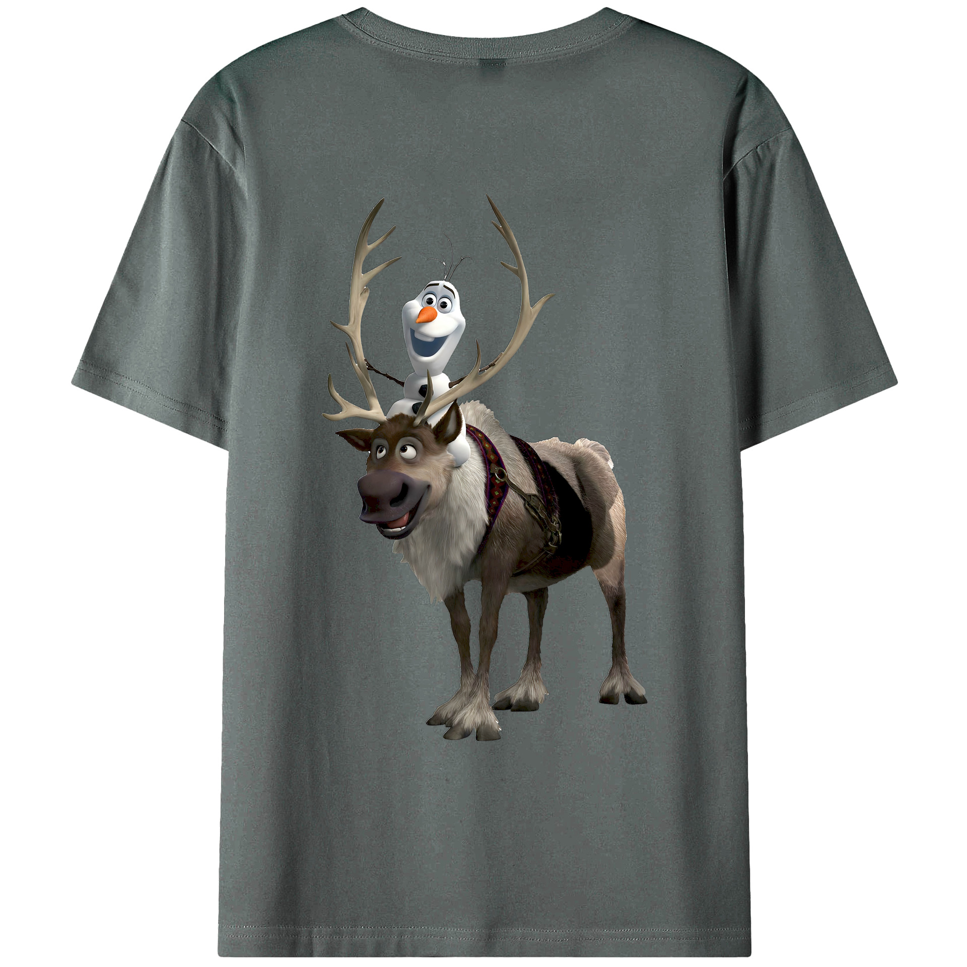 （画像用） アナと雪の女王 アンナ エルサ Frozen Anna Elsa 綿100％ メンズ半袖Tシャツ（バックプリント） 通気性